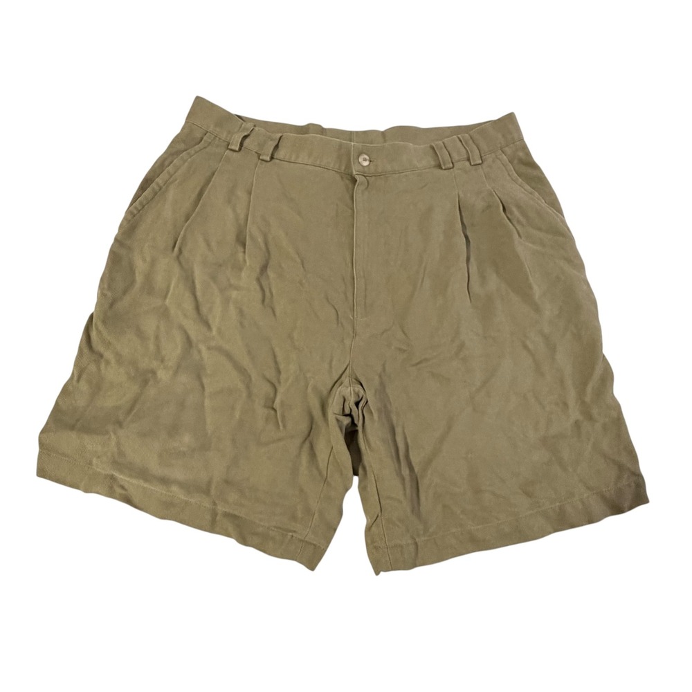 Tori Richard Mens Size 35 Pleated Tencel Lyocell Shorts Tan Textured